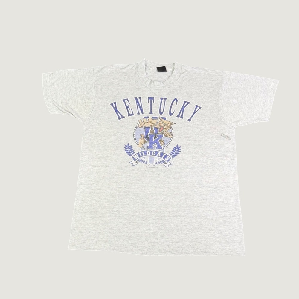 Vintage Kentucky Wildcats T-Shirt Grey Single Stitch NCAA UK Graphic Tee Men L